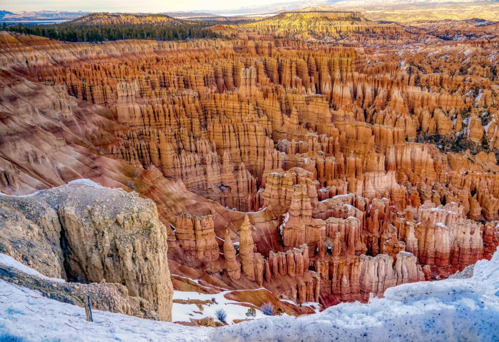 Bryce Canyon National Park in winter with the Amphitheater of hoodoos